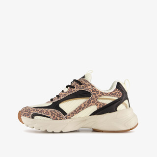 Blue Box meisjes sneakers met panterprint details bruin beige