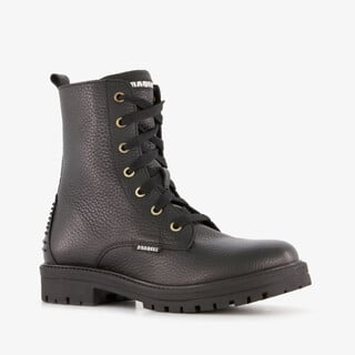 Braqeez leren meisjes veterboots zwart