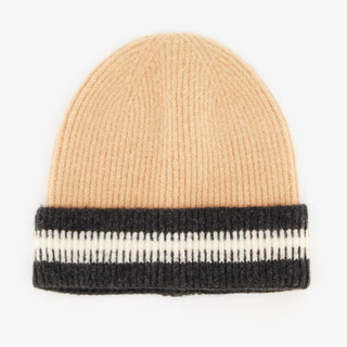 Gebreide heren muts beige zwart