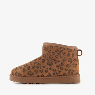 Braqeez gevoerde meisjes boots met panterprint bruin