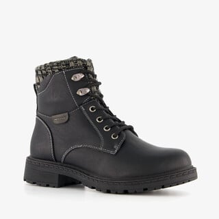Blue Box dames veterboots met gebreid detail zwart