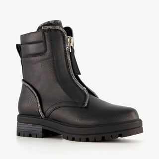 Blue Box meisjes biker boots met strass steentjes zwart