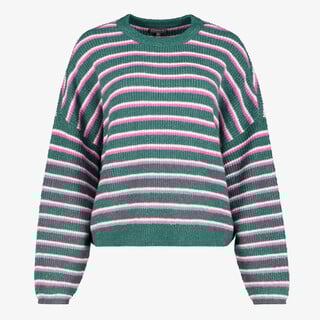 TwoDay dames trui gestreept groen/roze/wit