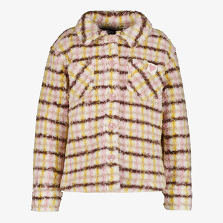 TwoDay meisjes teddy shacket met strepen beige roze