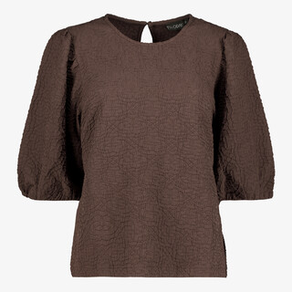 TwoDay dames shirt met pofmouwen bruin
