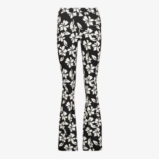 TwoDay flared dames broek met bloemenprint zwart wit