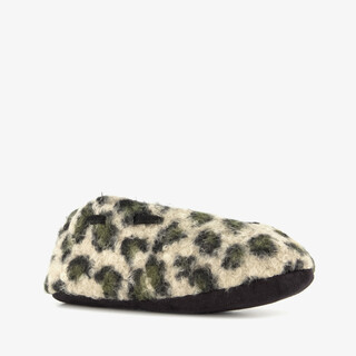 Thu!s gevoerde dames pantoffels met panterprint beige groen