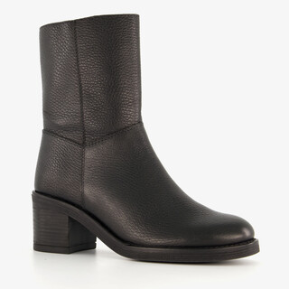 Harper leren dames enkellaarzen met hak zwart