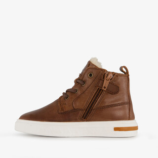 Groot hoge leren sneakers voor jongens cognac