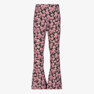 TwoDay flared meisjes broek met bloemenprint roze zwart