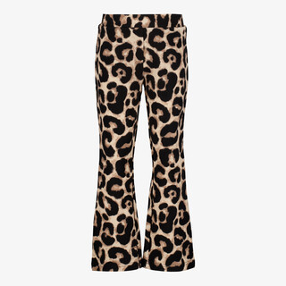 TwoDay flared meisjes broek met panterprint beige zwart