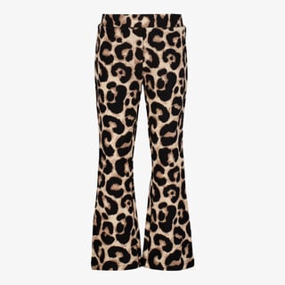 TwoDay flared meisjes broek met panterprint beige zwart