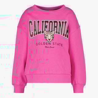 TwoDay meisjes sweater met tekst en panterkop roze