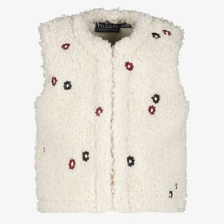 TwoDay meisjes teddy gilet met bloemetjes wit