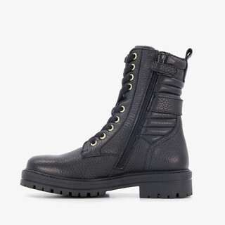 Braqeez leren meisjes veterboots zwart