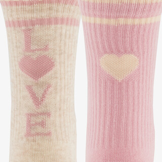 3 paar kinder sokken met hartjes roze beige blauw