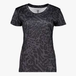 Osaga dames sport T-shirt met panterprint zwart