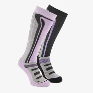 2 paar Mountain Peak dames skisokken paars