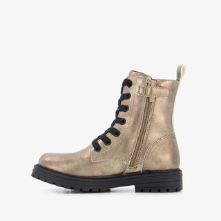 Blue Box meisjes veterboots metallic goud