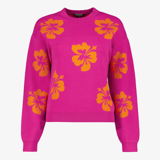 TwoDay dames trui met bloemen roze oranje