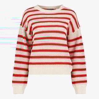 TwoDay gebreide dames trui met strepen wit rood