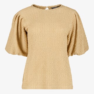 TwoDay dames top met pofmouwen beige