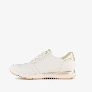 Tamaris Comfort leren dames sneakers wit goud
