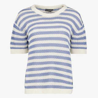 TwoDay gebreid dames T-shirt met strepen blauw wit