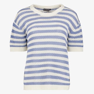 TwoDay gebreid dames T-shirt met strepen blauw wit