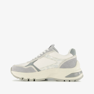 Harper leren dames sneakers met luipaardprint wit
