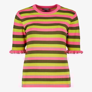 Twoday dames trui met strepen groen roze