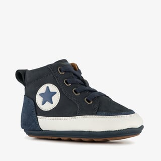Groot leren babyschoenen donkerblauw