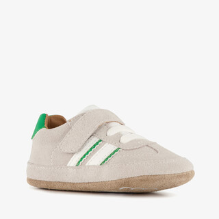 Groot suede babyschoenen beige groen