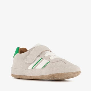 Groot suede babyschoenen beige groen