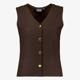 TwoDay dames gilet bruin met hartjes knopen