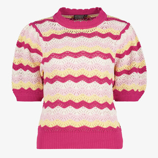 TwoDay gebreide dames trui met korte mouwen roze