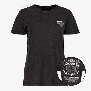 TwoDay dames T-shirt acid wash zwart met backprint