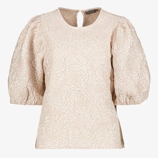 TwoDay dames top met pofmouwen beige