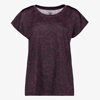 Osaga dames sport T-shirt met luipaardprint aubergine