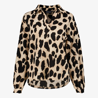 TwoDay dames blouse met panterprint beige zwart