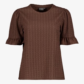 TwoDay dames top met ruches bruin