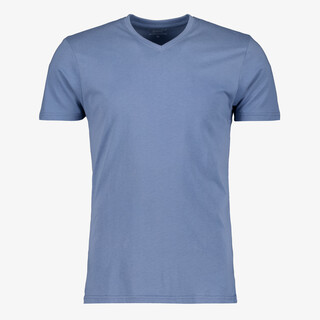 Unsigned heren T-shirt katoen V-hals blauw