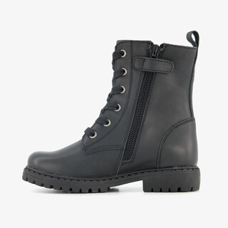 Stap leren meisjes veterboots met hartje zwart