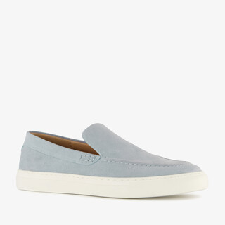 Van Beers suede heren instappers lichtblauw