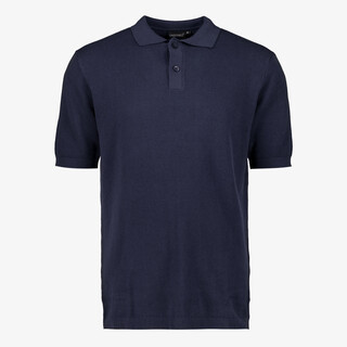 Unsigned gebreide heren polo donkerblauw