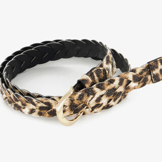 Riem dames met luipaardprint gevlochten bruin