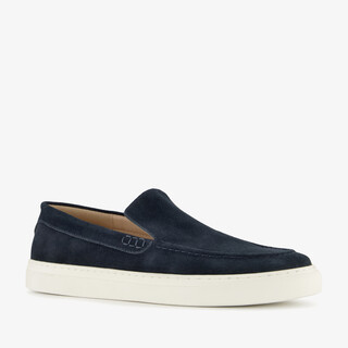 Van Beers suede heren instappers donkerblauw