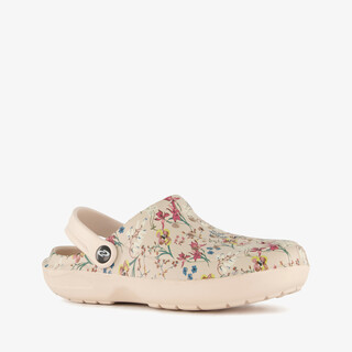 Dames klompen met bloemenprint beige