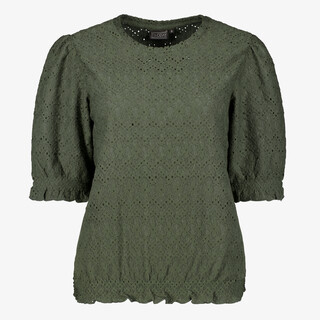 TwoDay dames top met pofmouwen groen