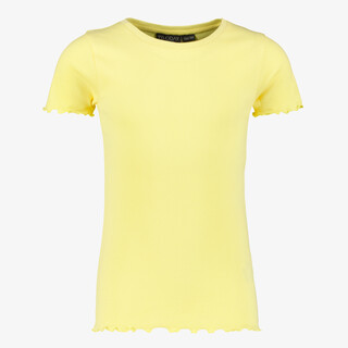 TwoDay meisjes rib T-shirt met ruches geel